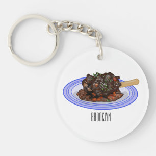  Braised lamb shank cartoon illustration  Key Ring