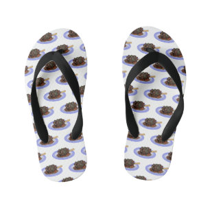  Braised lamb shank cartoon illustration  Kid's Flip Flops