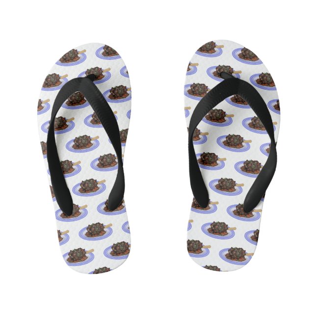  Braised lamb shank cartoon illustration  Kid's Flip Flops (Footbed)