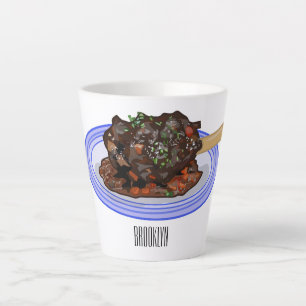 Braised lamb shank cartoon illustration Latte Mug