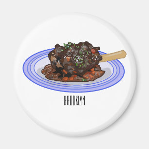 Braised lamb shank cartoon illustration Magnet