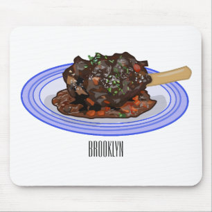 Braised lamb shank cartoon illustration Mouse Mat