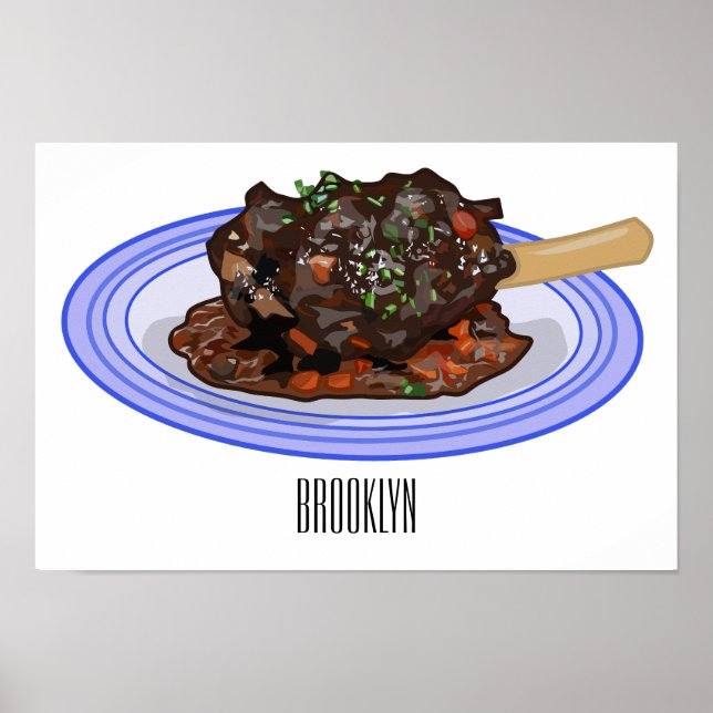  Braised lamb shank cartoon illustration  Poster (Front)