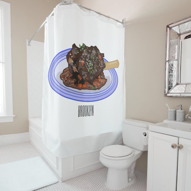  Braised lamb shank cartoon illustration  Shower Curtain (In Situ)