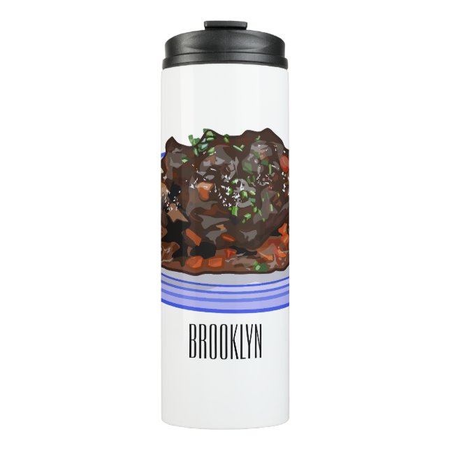  Braised lamb shank cartoon illustration Thermal Tumbler (Front)