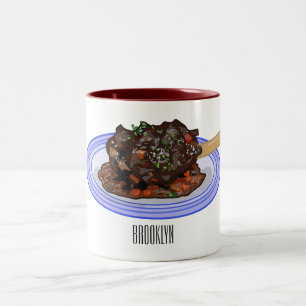 Braised lamb shank cartoon illustration Two-Tone Coffee Mug