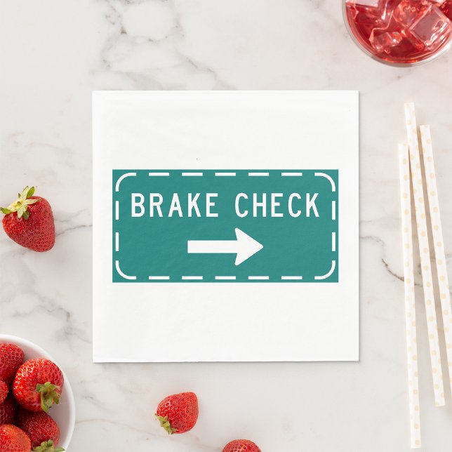 Brake Check Road Sign with Arrow  Napkin (Creator Uploaded)