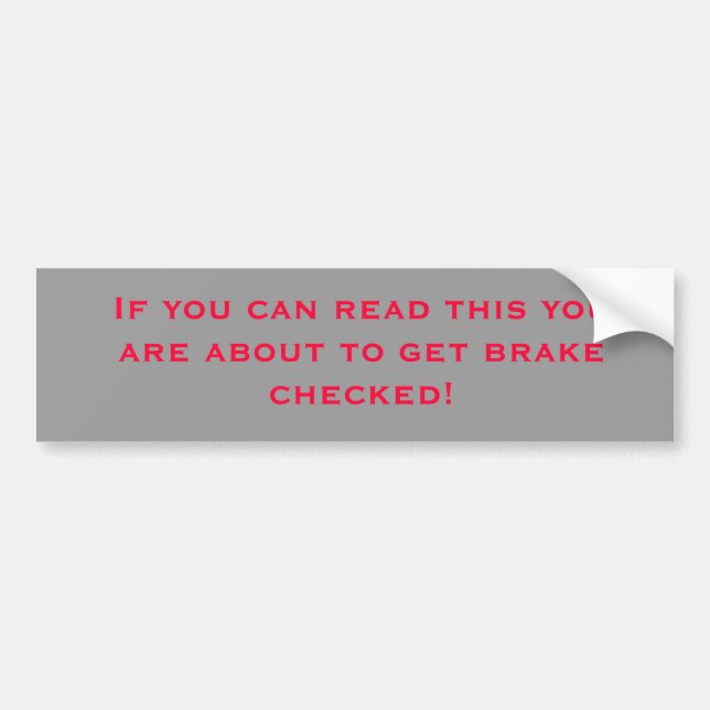Brake Checked Bumper Sticker (Front)