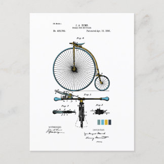 Brake For Bicycles - J. A. Hems Patent Coloured Postcard