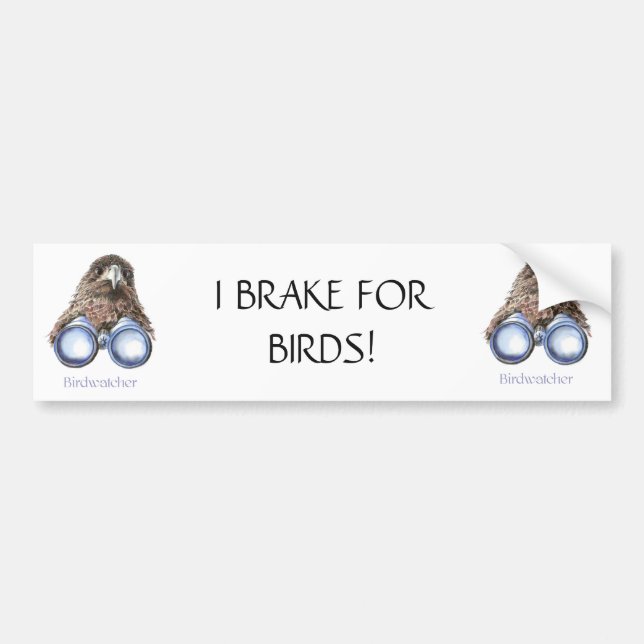 BRAKE FOR BIRDS FUNNY BIRD WATCHING HAWK QUOTE BUMPER STICKER (Front)