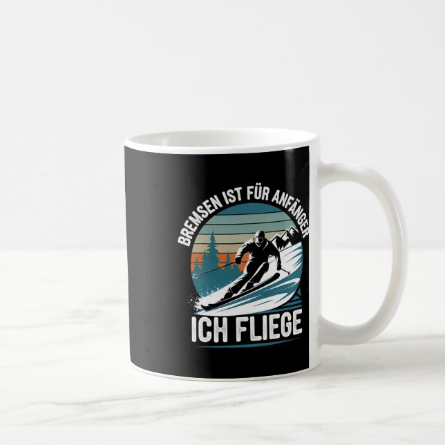 Brakes Is For Beginners I Fly Skier Skiing  Coffee Mug (Right)