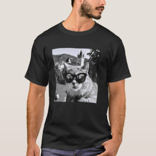 Bran Castle Romania Cat With Sunglasses Exploring  T-Shirt