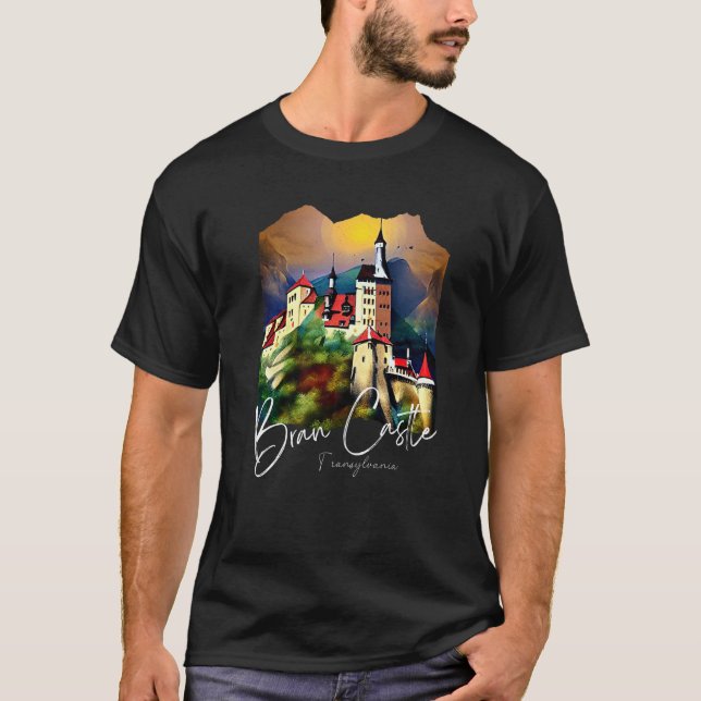Bran Castle Transylvania Home To Dracula Painting  T-Shirt (Front)