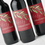Branch and Berries Holiday Christmas Red Wine Label<br><div class="desc">Make your own wine labels for holiday gifts or favors with these personalized labels featuring modern,  elegant greenery and berries with your message in chic lettering. MATCHING items in our store.</div>