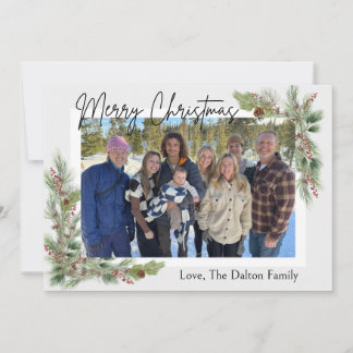 Branch and Pinecone Christmas Photo Card