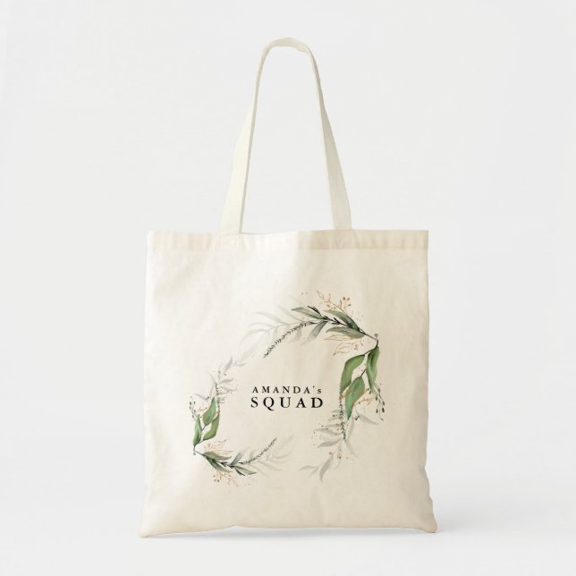 Branch Botanical Eucalyptus Modern Greenery Leafy Tote Bag (Front)