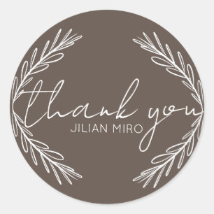 Branch Hand Drawn Logo Thank You  Classic Round Sticker