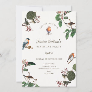 Branch Leaves Bird birthday Invitation
