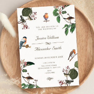 Branch Leaves Bird wedding Invitation