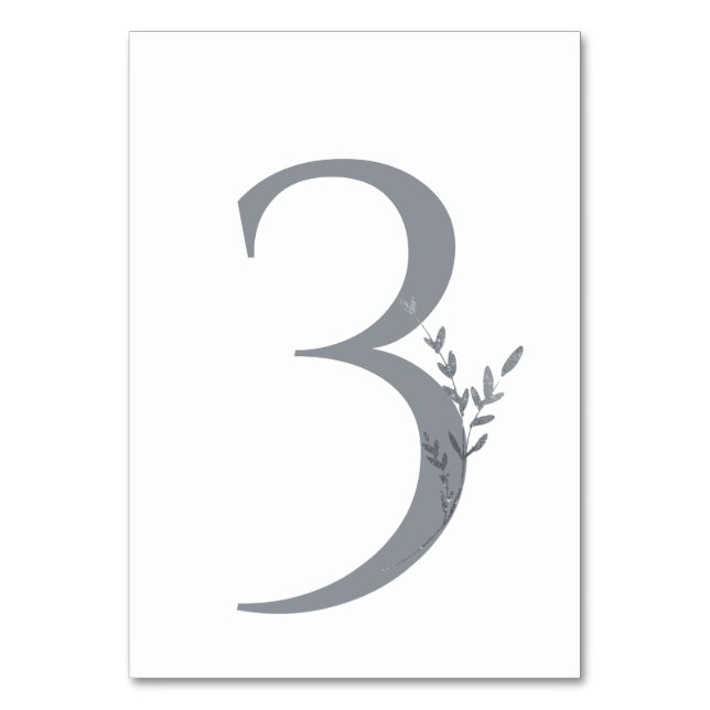 Branch Minimalist White & Silver Modern Wedding  Table Number (Front)