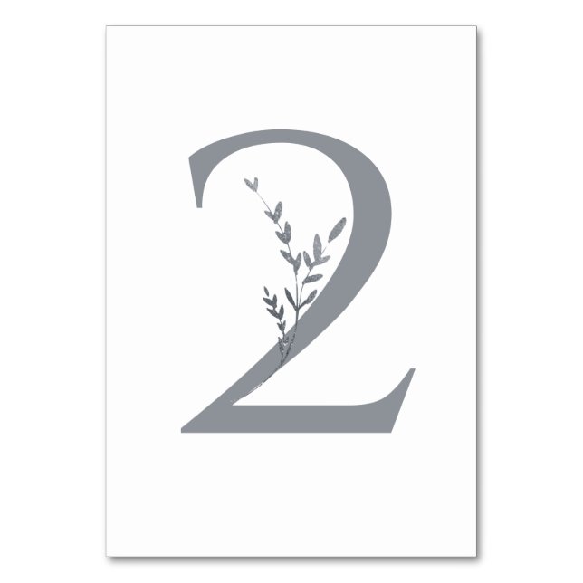Branch Minimalist White & Silver Modern Wedding  Table Number (Front)