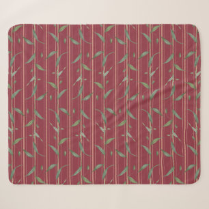 Branch of leaves on red wallpaper sherpa blanket