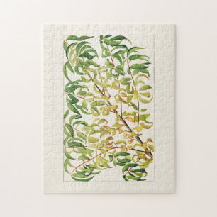 Branch of peach (Prunus Persica) Painting Jigsaw Puzzle