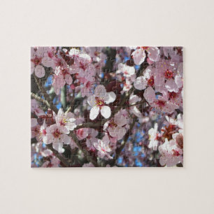 Branch of Pink Blossoms Spring Floral Jigsaw Puzzle
