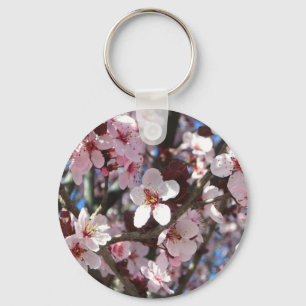 Branch of Pink Blossoms Spring Floral Key Ring