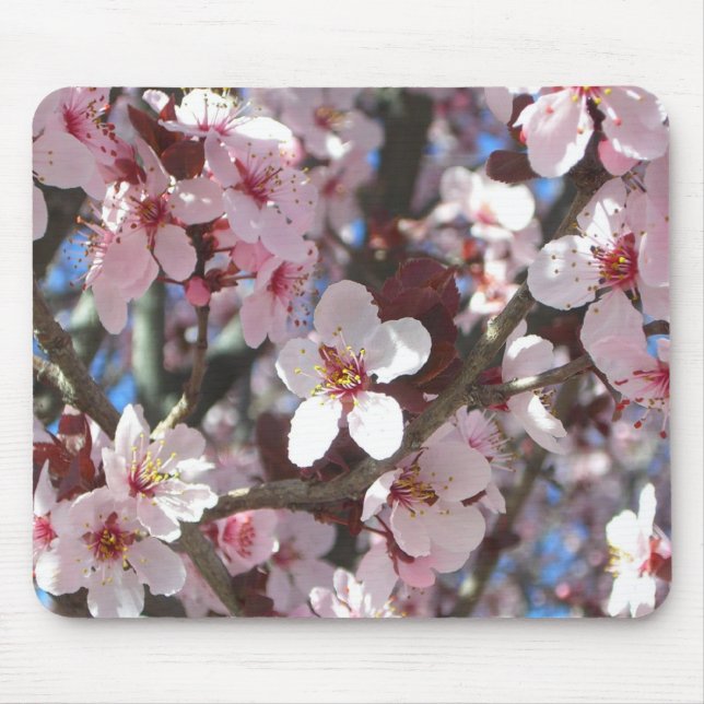 Branch of Pink Blossoms Spring Floral Mouse Mat (Front)