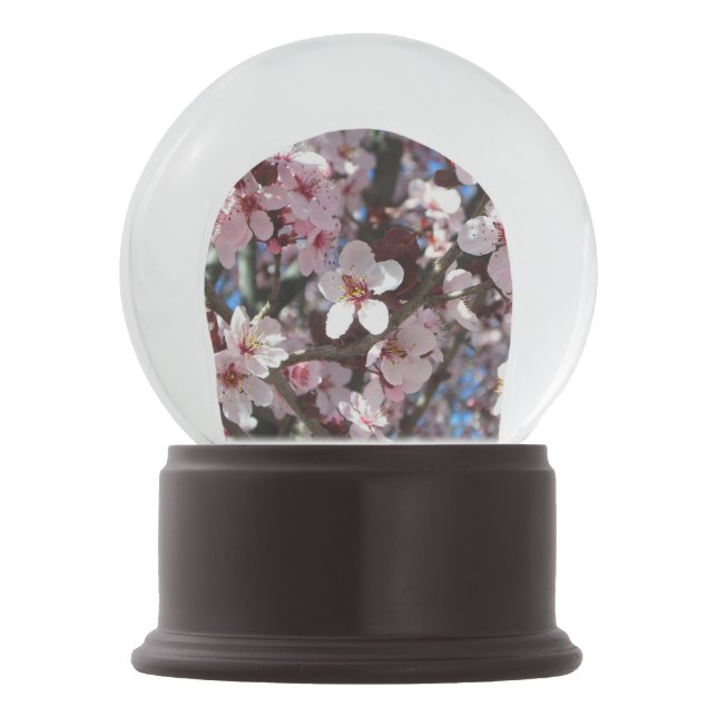 Branch of Pink Blossoms Spring Floral Snow Globe (Front)