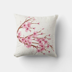 branch of sakura flowers cushion