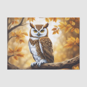 Branch Owl Brown and White Bird Tissue Paper