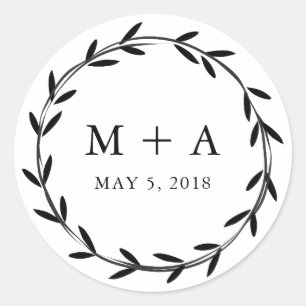 Branch Rustic Wedding Design Classic Round Sticker