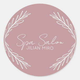 Branch Salon Beauty Studio Pink  Classic Round Sticker