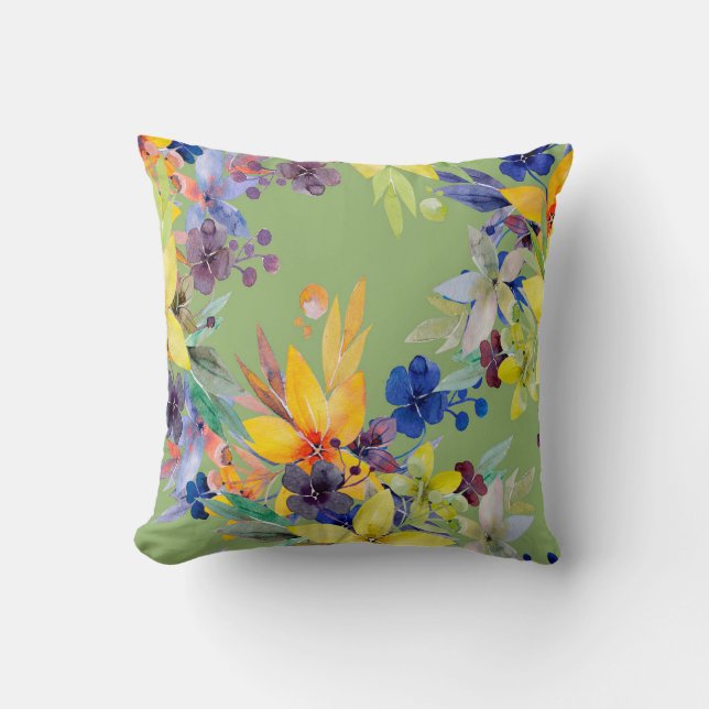 Branch watercolor seamless pattern. Image on white Cushion (Front)