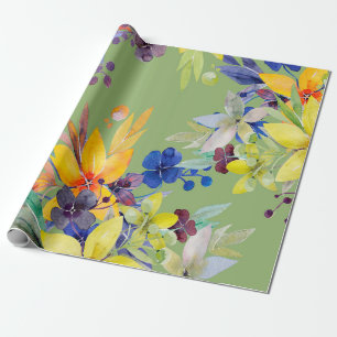 Branch watercolor seamless pattern. Image on white Wrapping Paper