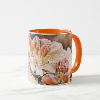 Branch with an orange spring azeea flower mug
