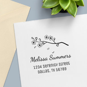 Branch with Blossoms Return Address Self-inking Stamp