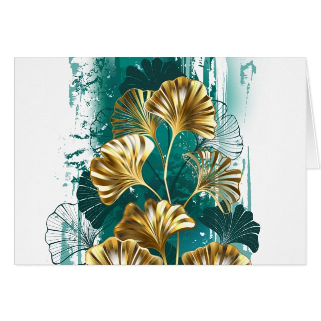 Branch with Golden Leaves Ginko Biloba (Front Horizontal)