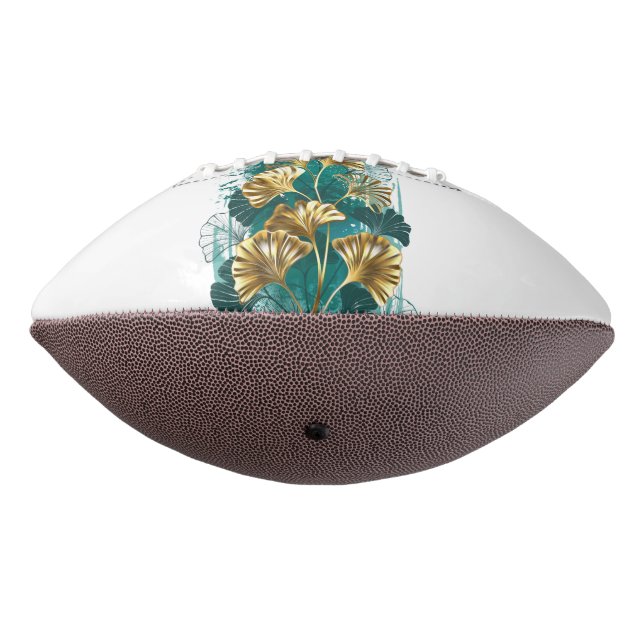 Branch with Golden Leaves Ginko Biloba American Football (Rotated 270)