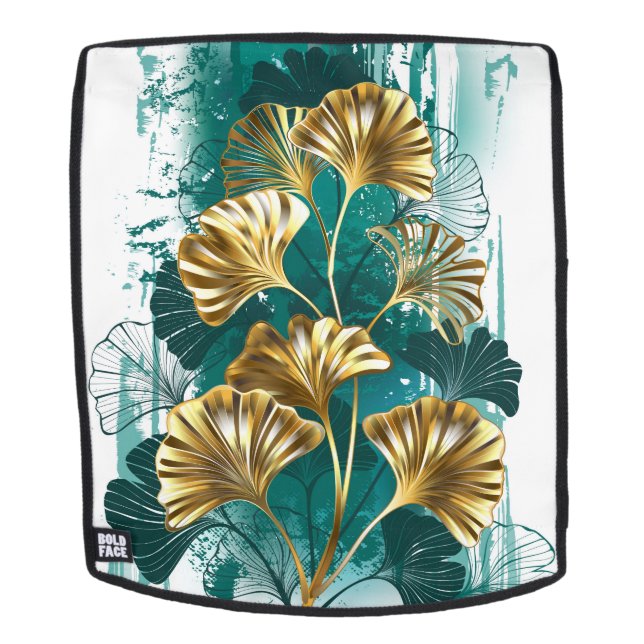 Branch with Golden Leaves Ginko Biloba Backpack (Removable Face)