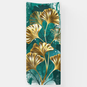 Branch with Golden Leaves Ginko Biloba Banner