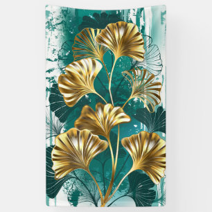 Branch with Golden Leaves Ginko Biloba Banner
