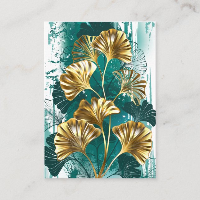 Branch with Golden Leaves Ginko Biloba Calling Card (Front)