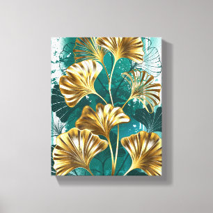Branch with Golden Leaves Ginko Biloba Canvas Print