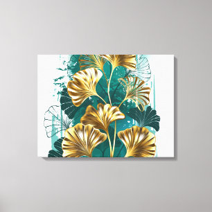 Branch with Golden Leaves Ginko Biloba Canvas Print