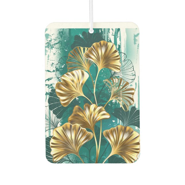Branch with Golden Leaves Ginko Biloba Car Air Freshener (Front)