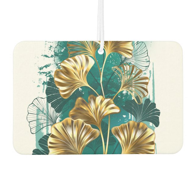 Branch with Golden Leaves Ginko Biloba Car Air Freshener (Front)