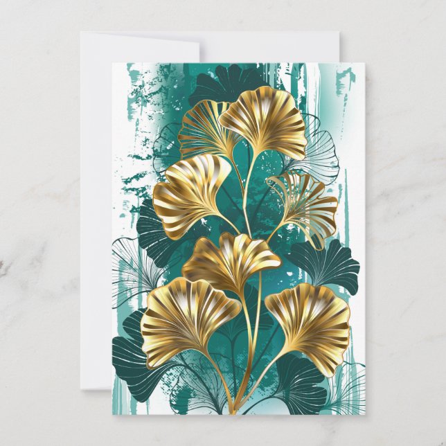 Branch with Golden Leaves Ginko Biloba Card (Front)